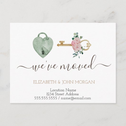 私は鍵フラワーズパロック新しいアドレスを移動 案内ポストカード (正面)