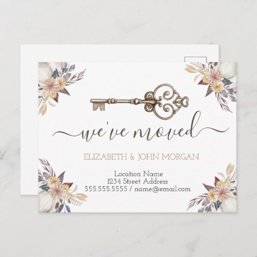 私は鍵花の新しいアドレスのお知らせを移動した 案内ポストカード (正面/裏面)