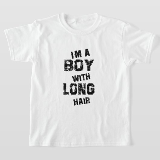 私は長い髪の子供たちおもしろいの少年 Tシャツ (レイダウン)