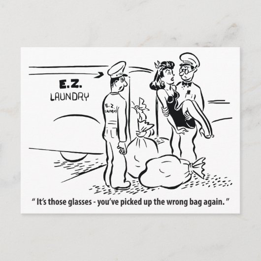 私は間違ったバッグ、洗濯のジョーク、ヴィンテージを拾った ポストカード (正面)