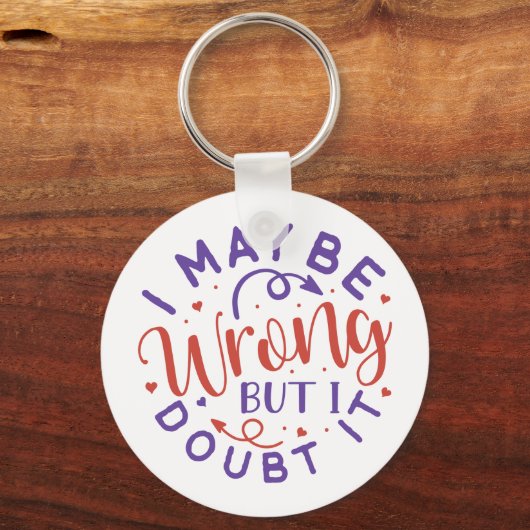 「私は間違っているかもしれないが、私はそれを疑う」引用文・キーチェーン キーホルダー (正面)