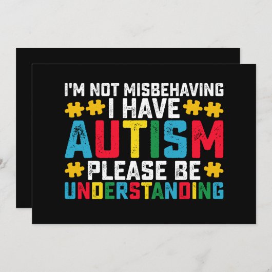 私は間違って行動していない自閉症を持っている場合はウンダー 招待状 (正面/裏面)