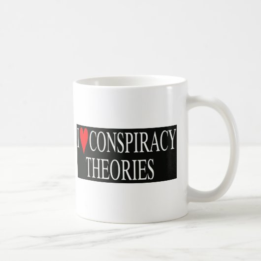 私は陰謀論を愛します コーヒーマグカップ (右)