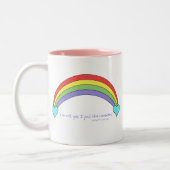私は陽気、私ちょうど好みます虹をではないです ツートーンマグカップ (左)