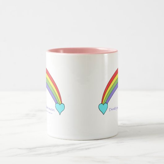 私は陽気、私ちょうど好みます虹をではないです ツートーンマグカップ (中央)