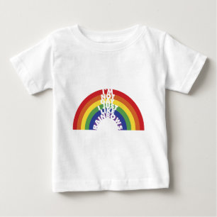 私は陽気、私ちょうど好みます虹をではないです ベビーTシャツ