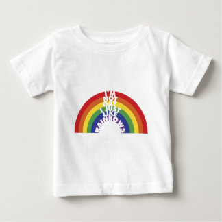 私は陽気、私ちょうど好みます虹をではないです ベビーTシャツ