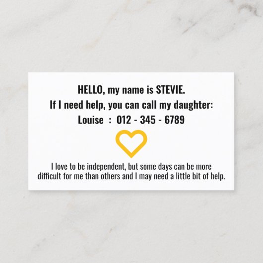 私は隠された障害認識度カードを持っている 名刺 (裏面)