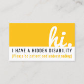 私は隠された障害認識度カードを持っている 名刺 (正面)