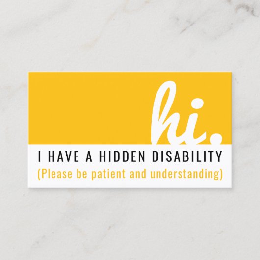 私は隠された障害認識度カードを持っている 名刺 (正面)