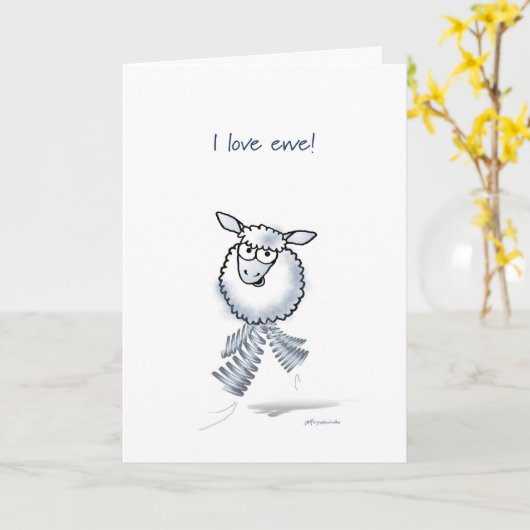 私は雌ヒツジを愛します! 幸せな記念日! カード (黄色い花)