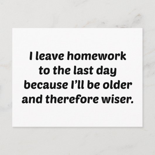 私は離れ最後の日まで宿題をする ポストカード (正面)