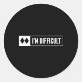 私は難しいスノーボードスキーの山のサインだ ラウンドシール (正面)