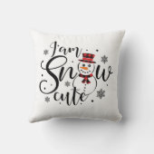 私は雪かわいい冬の雪だるま クッション (裏面)