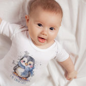 私は雪かわいい水の色ウィンターホリデーペンギン ベビーボディスーツ