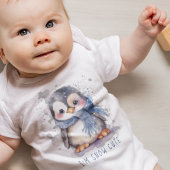 私は雪かわいい水の色ウィンターホリデーペンギン ベビーボディスーツ