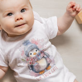 私は雪かわいい水の色ウィンターホリデーペンギン ベビーボディスーツ