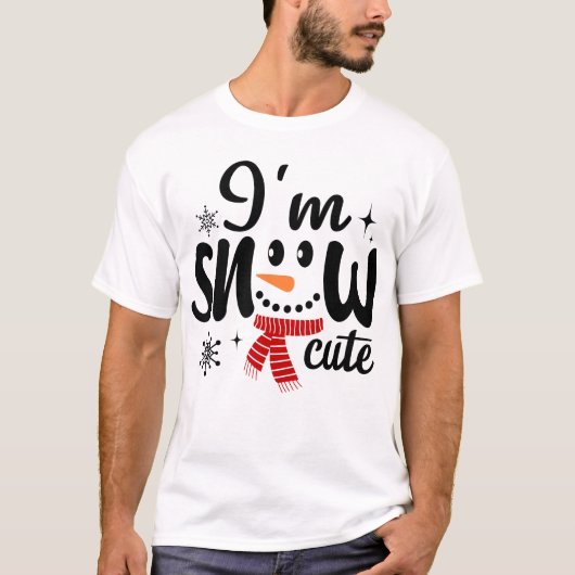 私は雪かわいい雪だるまクリスマス Tシャツ (正面)