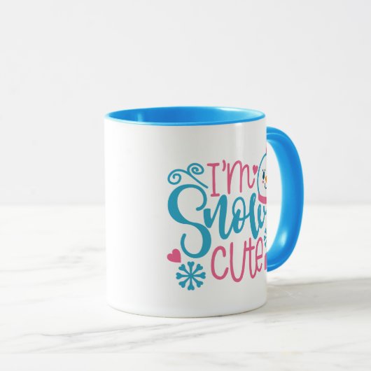 私は雪のかわいい単語の芸術のクリスマスのマグです マグカップ (正面右)