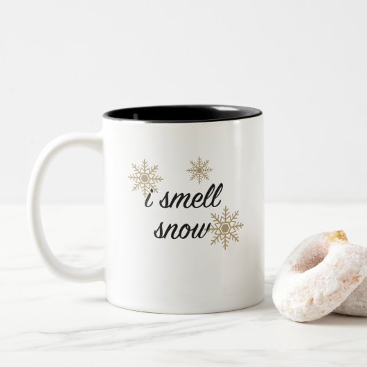 私は雪のスノーフレークのコーヒーマグの香り ツートーンマグカップ (ドーナツ)