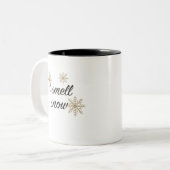 私は雪のスノーフレークのコーヒーマグの香り ツートーンマグカップ (正面左)