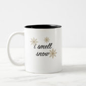 私は雪のスノーフレークのコーヒーマグの香り ツートーンマグカップ (左)