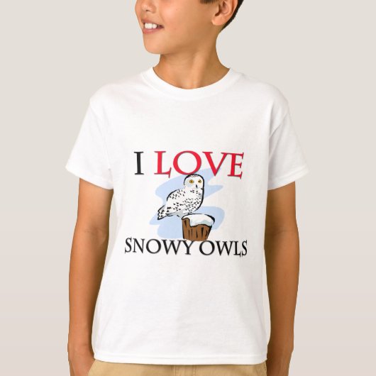 私は雪のフクロウが大好き Tシャツ (正面)