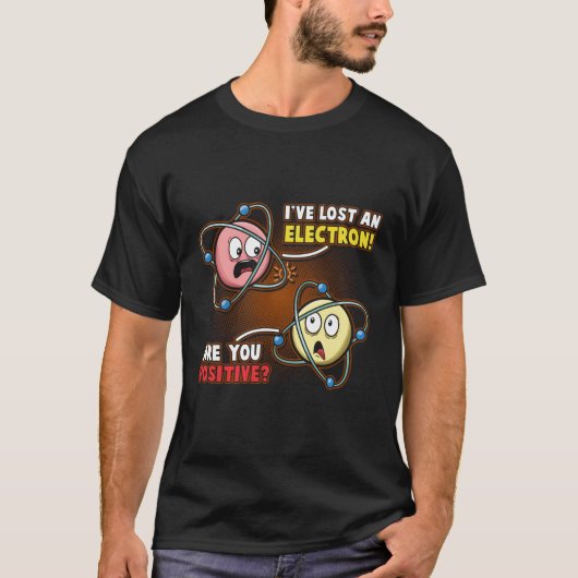 私は電前向き子化学失ったを持っておもしろいいる Tシャツ (正面)