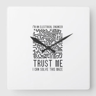 私は電気技師です スクエア壁時計