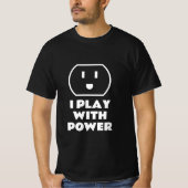 私は電遊力士のパワーおもしろTシャツを持つ Tシャツ (正面)