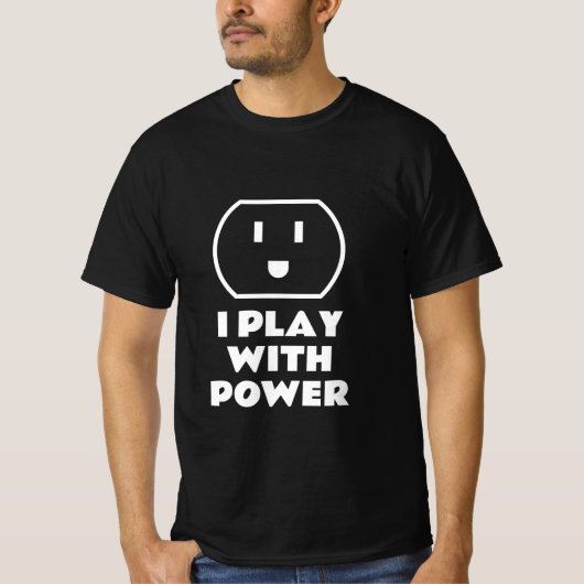 私は電遊力士のパワーおもしろTシャツを持つ Tシャツ (正面)