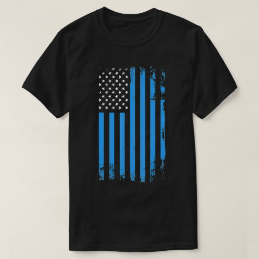 私は青いアメリカの警察の旗を支持する Tシャツ (デザイン正面)