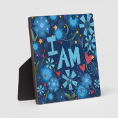 私は青いハート感動的フローラかわいらし フォトプラーク (正面)