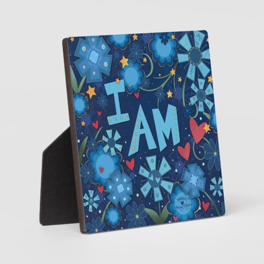 私は青いハート感動的フローラかわいらし フォトプラーク (正面)