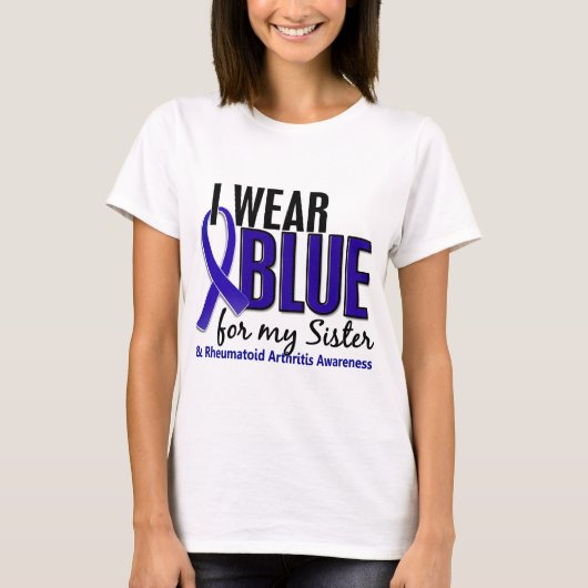 私は青い姉妹の慢性関節リウマチのRAを身に着けています Tシャツ (正面)