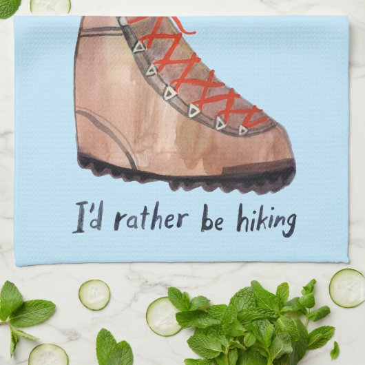 私は青い木をハイキングしたいお洒落 キッチンタオル (折り畳み)