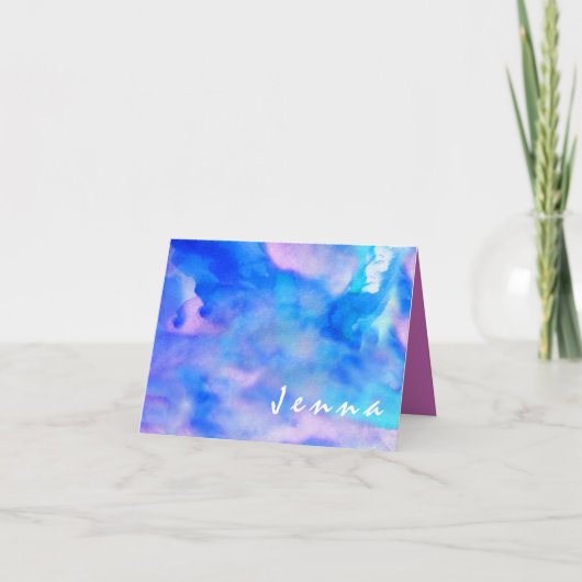 私は青い水色のバルミツワーサンキューカード サンキューカード (正面)