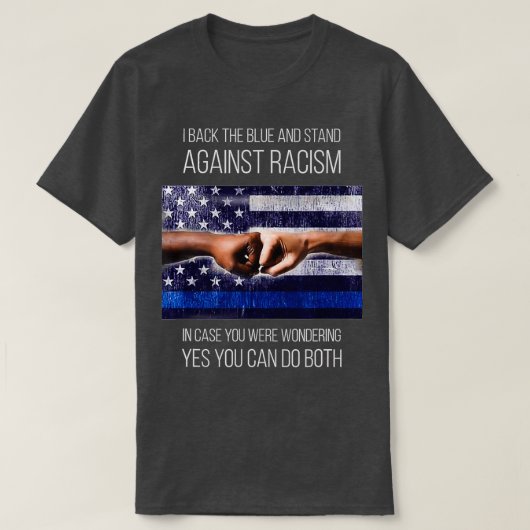 私は青い色に背を向け、人種差別に反対する Tシャツ (デザイン正面)