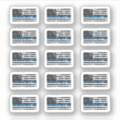 私は青い薄いブルーラインのアメリカ国旗を10xグランジバック シール (正面)