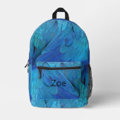 私は青い – オウムの羽、ペルソナライユニークブ プリントバックパック (正面)