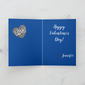 私は青の上の白黒のストライプのハートが大好き シーズンカード (内部)