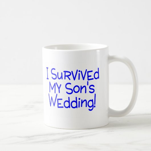 私は青を結婚している私の息子を生き延びました コーヒーマグカップ (右)
