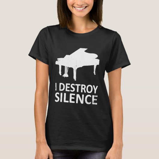 私は静かなピアノをおもしろい破る Tシャツ (正面)