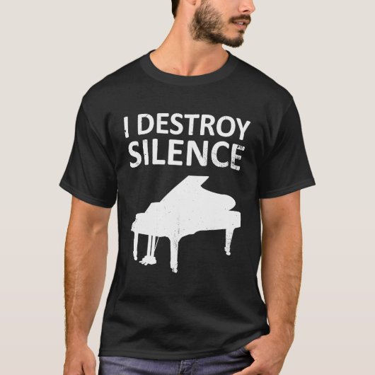 私は静かなピアノをおもしろい破壊する1 Tシャツ (正面)