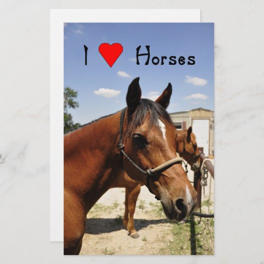 "私は静止した馬"の美しい馬愛します 便箋 (正面/裏面)