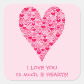 私は非常にあなたが大好きハート小さなハート大きなハート スクエアシール (正面)