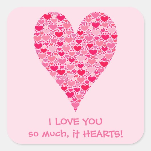 私は非常にあなたが大好きハート小さなハート大きなハート スクエアシール (正面)