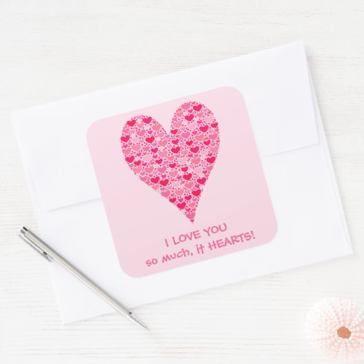 私は非常にあなたが大好きハート小さなハート大きなハート スクエアシール (封筒)