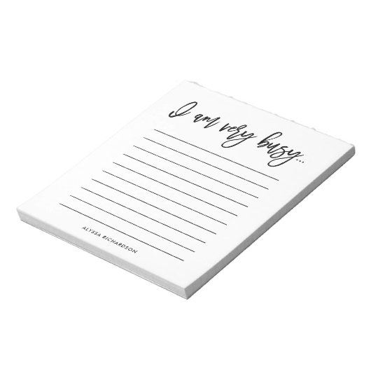 私は非常に忙しだ |白黒スクリプトタイポグラフィ ノートパッド (回転)