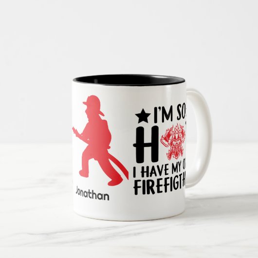 私は非常に暑い、私は自分の消防士を持っている ツートーンマグカップ (正面右)